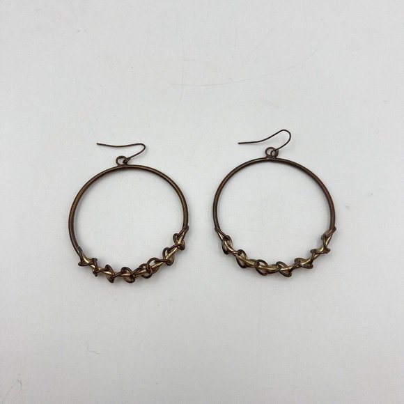 Minimalist Wire Wrapped Hoop Earrings Copper In Color 2” - Picture 1 of 2